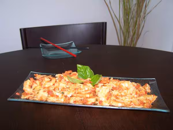 Crevettes provencales aux ravioles