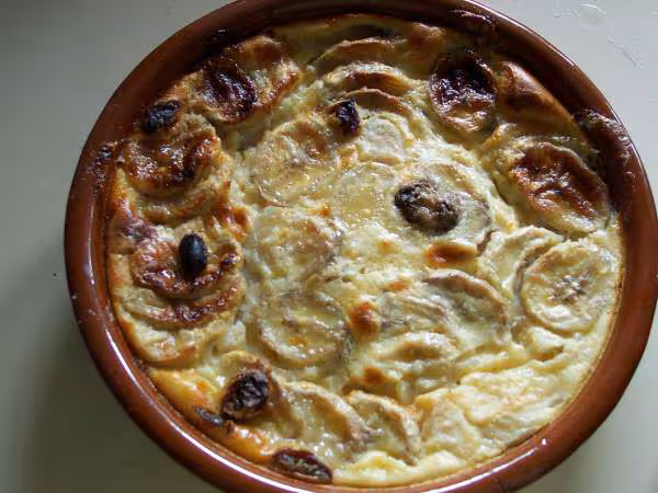 Clafoutis poire banane raisins