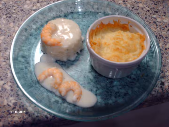 Gratin de crevettes au cury