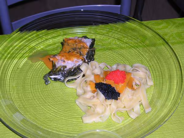 Roulade de saumon et sole sur chou croquant