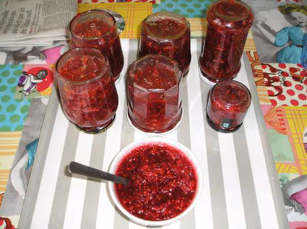 Confiture pommes framboises