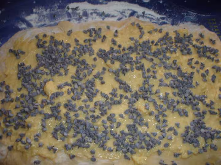 Pepites sur pate a brioche et creme patissiere