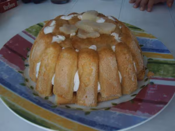 Ma charlotte fromage blanc miel poires et bananes