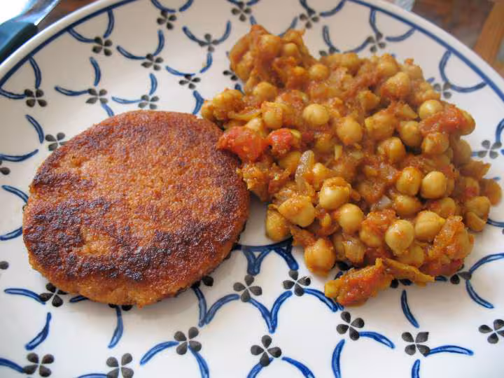 Burger de tofu et curry de pois chiche