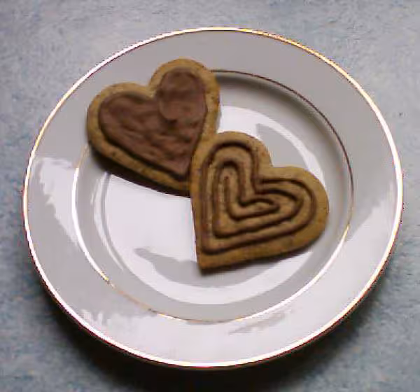 Petits coeurs noisettes glacage chocolat