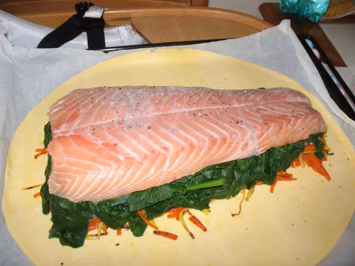 Preparation saumon en croute