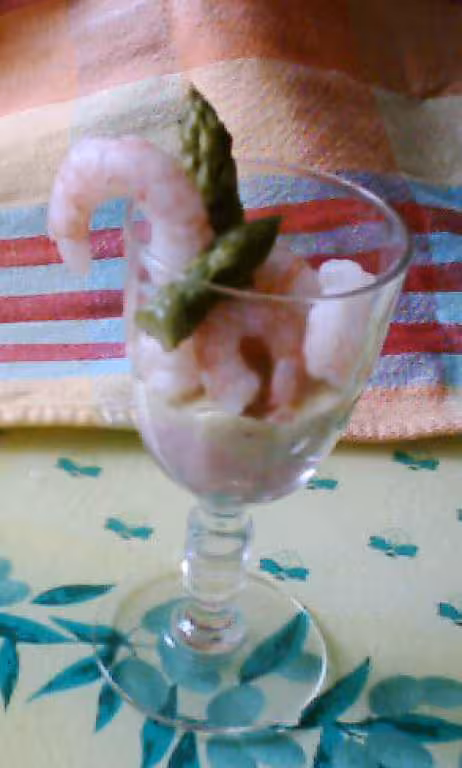 Verrine asperge et crevette