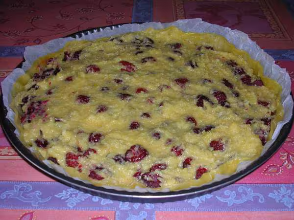 Tarte framboises coco avant