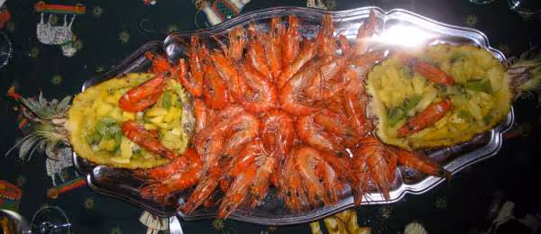 Gambas aux fruits exotiques