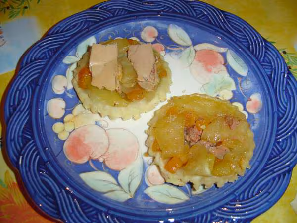 Tatins aux pommes abricots et foie gras