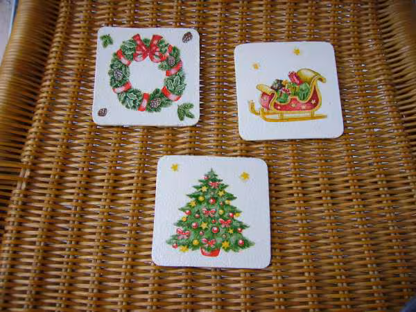 Dessous verre noel en serviettage