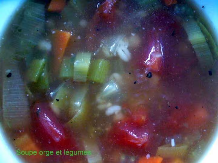 Soupe orge et legumes