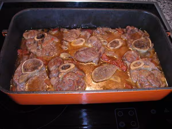 Jarrets de veau a la sortie du four 3h de cuisson a 120