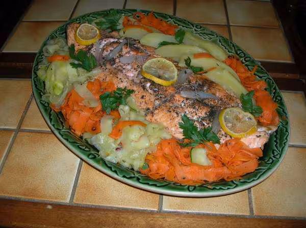 Demi saumon aux tagliatelles de legumes