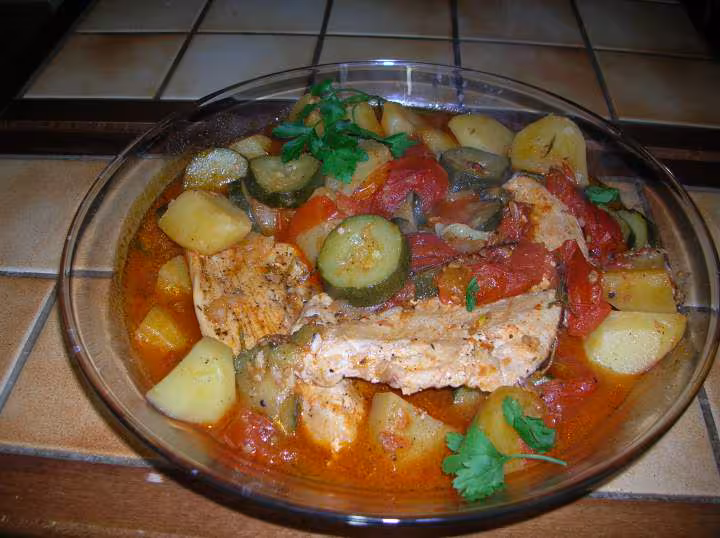 Escalopes de dine et ses legumes