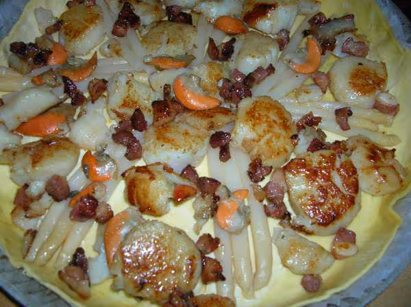 Tarte aux coquilles st jacques et asperges