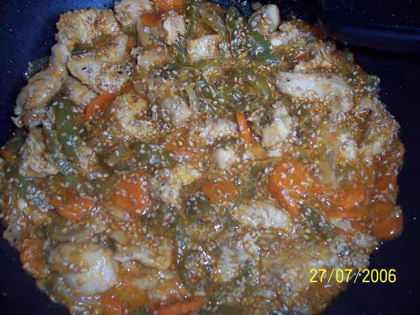Poulet poivron sesame de malilounette
