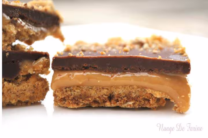 Carres au caramel et chocolat