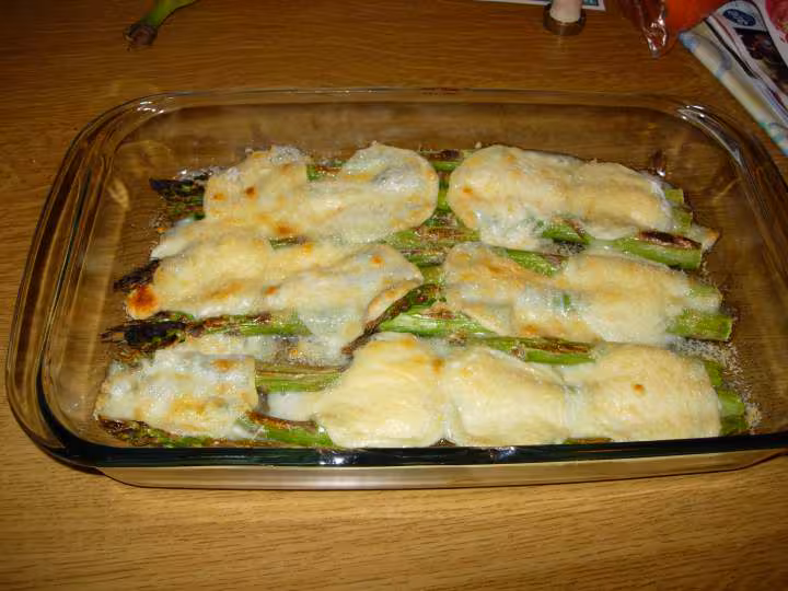 Asperges au parmesan et chevre