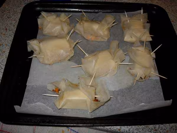 Brick de reblochon aux petits legumes avant cuisson