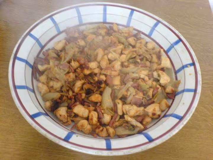 Endives caramelisees au poulet et bacon