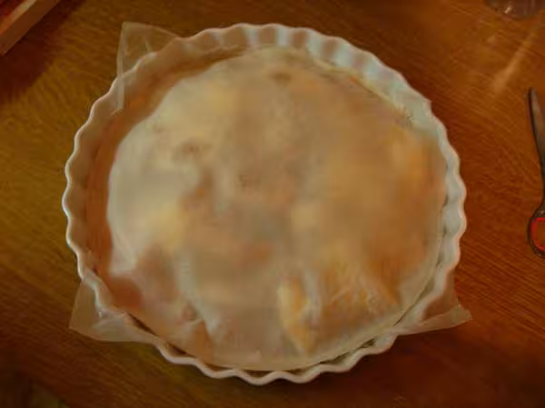 Repas du soir tourte a la provencale en feuilles de brick