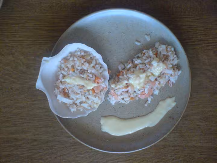 Risotto au saumon fume et surimi