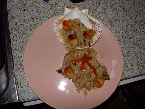 Risotto aux champignons et aux noix de saint jacuqes