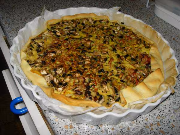 Tarte aux champignons jambon ciboulette
