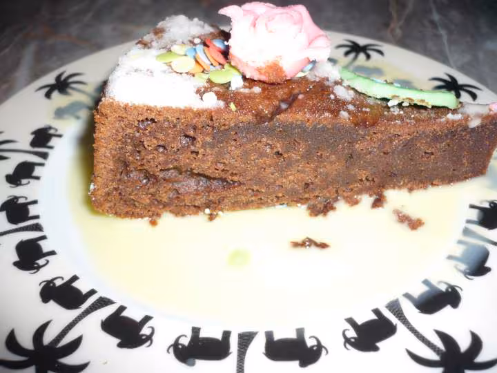 Fondant au nutella servi avec une creme anglaise