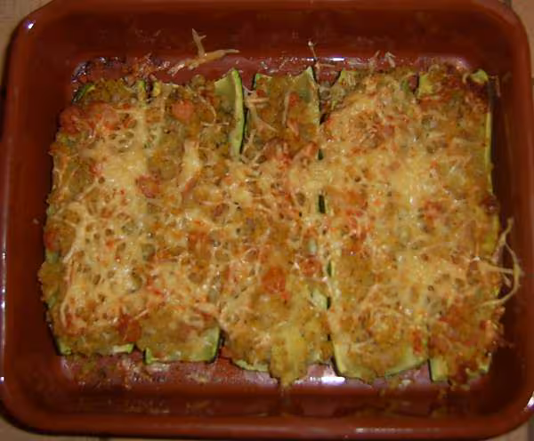 Courgettes farcies au boulgour et crevettes