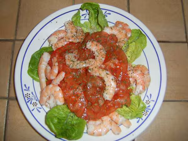 Salade de tomates et crevettes