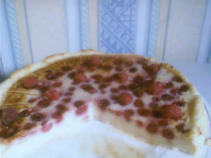 Tarte flan aux framboises