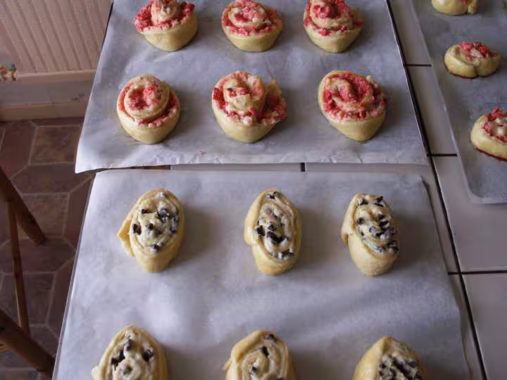 Escargots brioches aux pralines et drops chocolat