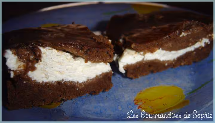 Brownies fourres au fromage blanc vanille