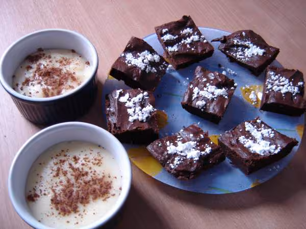 Creme vanille et gateau super choco