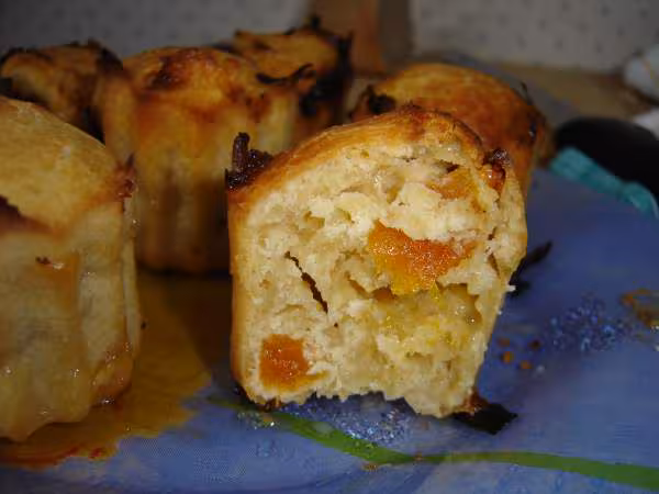 Muffins chocolat blanc abricots interieur