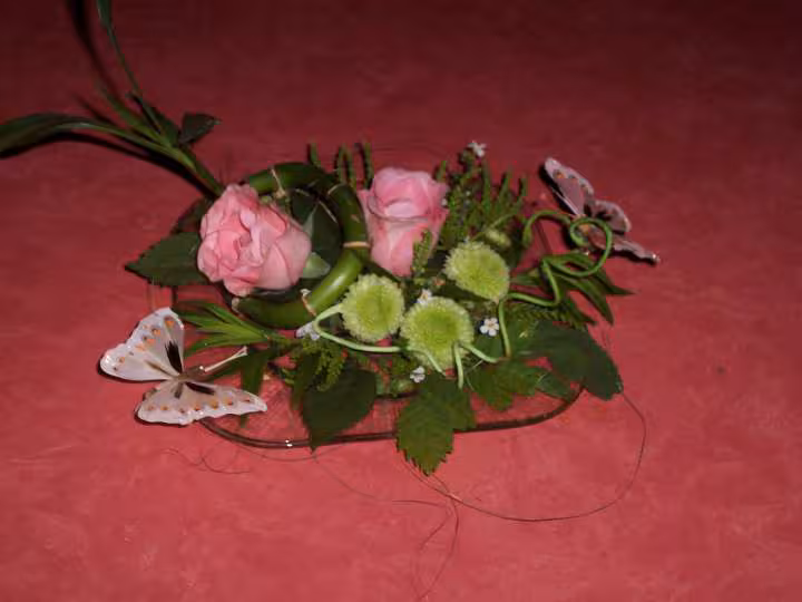 Centre de table vert anis et rose
