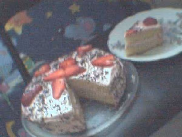 Mon gateau a la creme fraises bananes