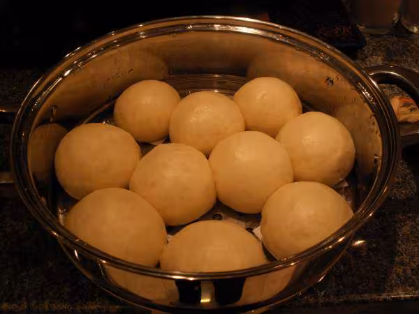 Brioches a la vapeur apres cuisson
