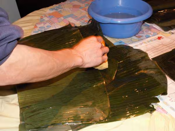 Gateaux de riz laver les feuilles