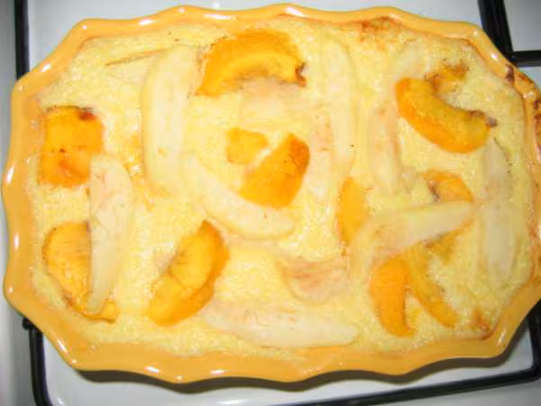 Gratin semoule fruits poches