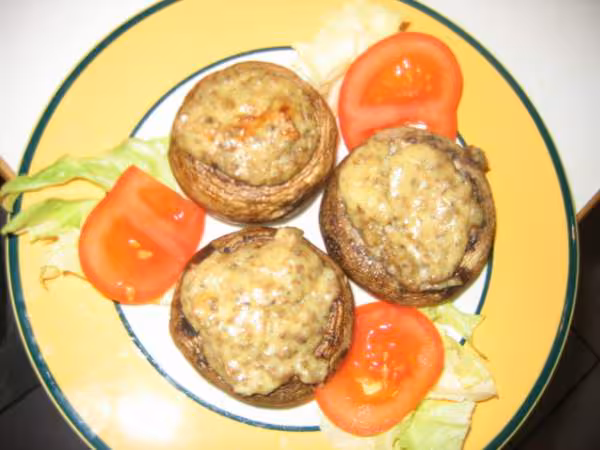 Champignons farcis au chevre frais 3 5 pts
