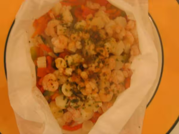 Papilotte saint jacques et crevettes fin