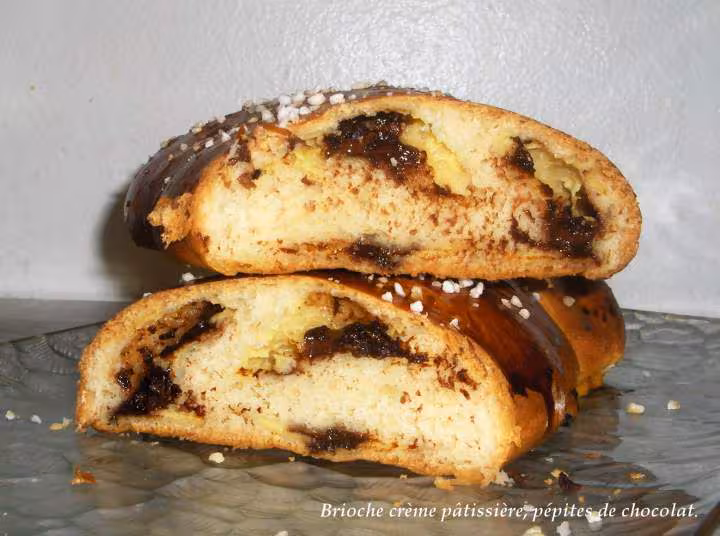 Brioche creme patissiere pepites de chocolat