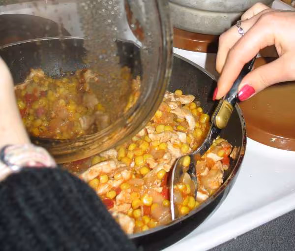 La garniture a fajitas poulet oignons mais sauce