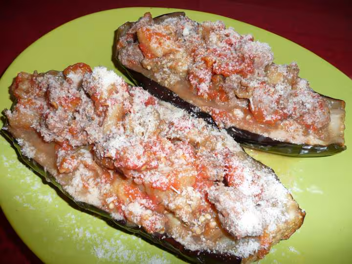 Aubergine farcie a la bolognaise ww
