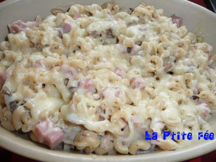 Gratin de macaronis aux champignons