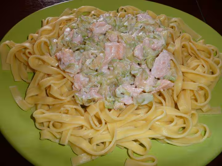 Saumon aux pates fraiches et courgettes ww