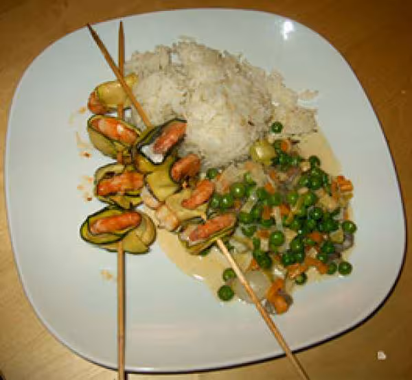 Brochettes de gambas